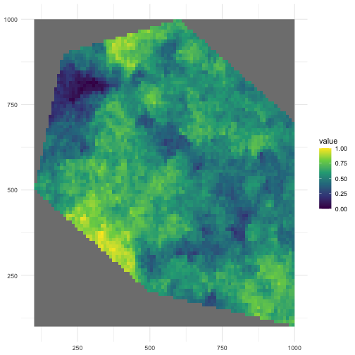 Highly clustered spatial pattern to sample occurrences.